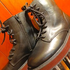 Zara Girls Black Leather Ankle Boots